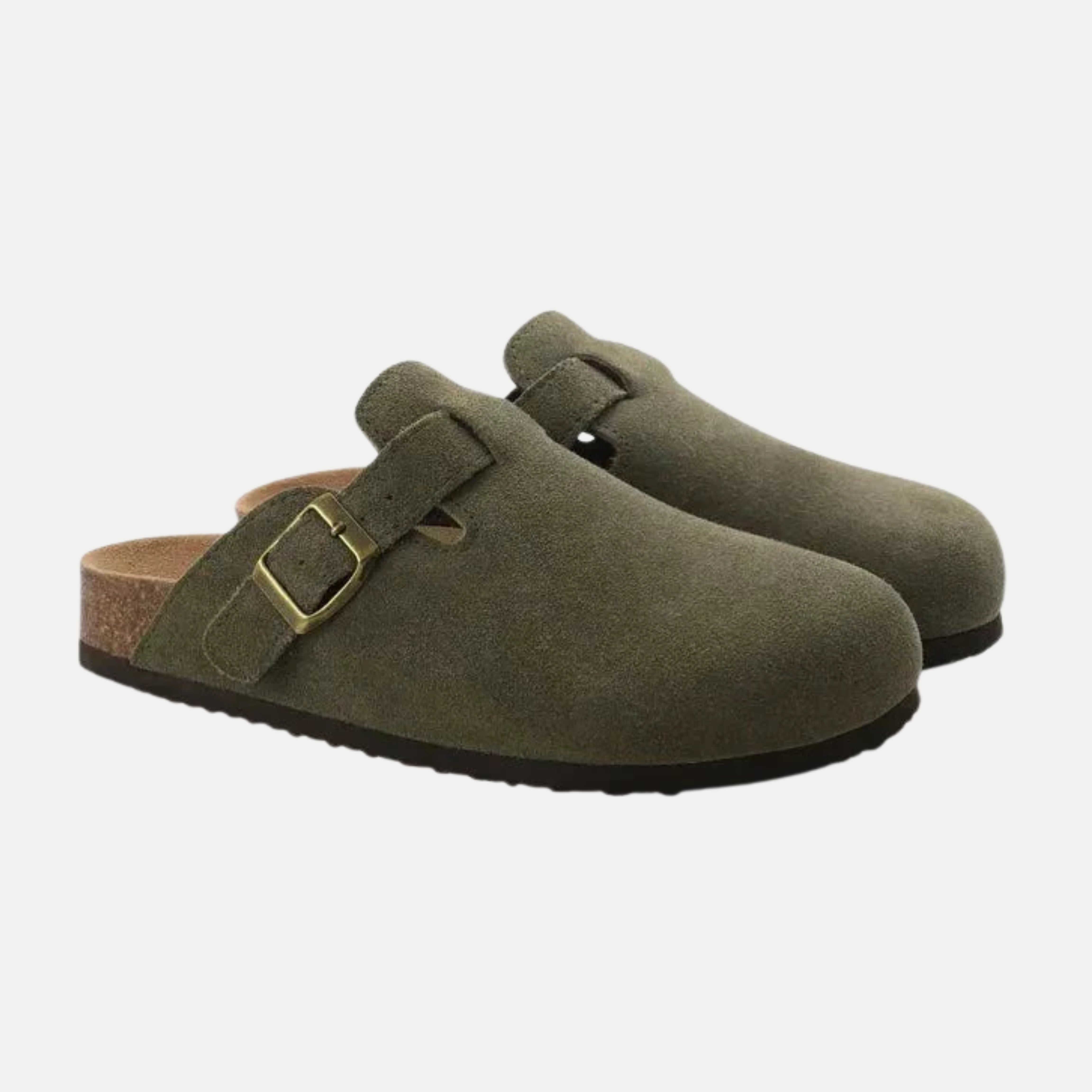 Suede Buckle Clogs
