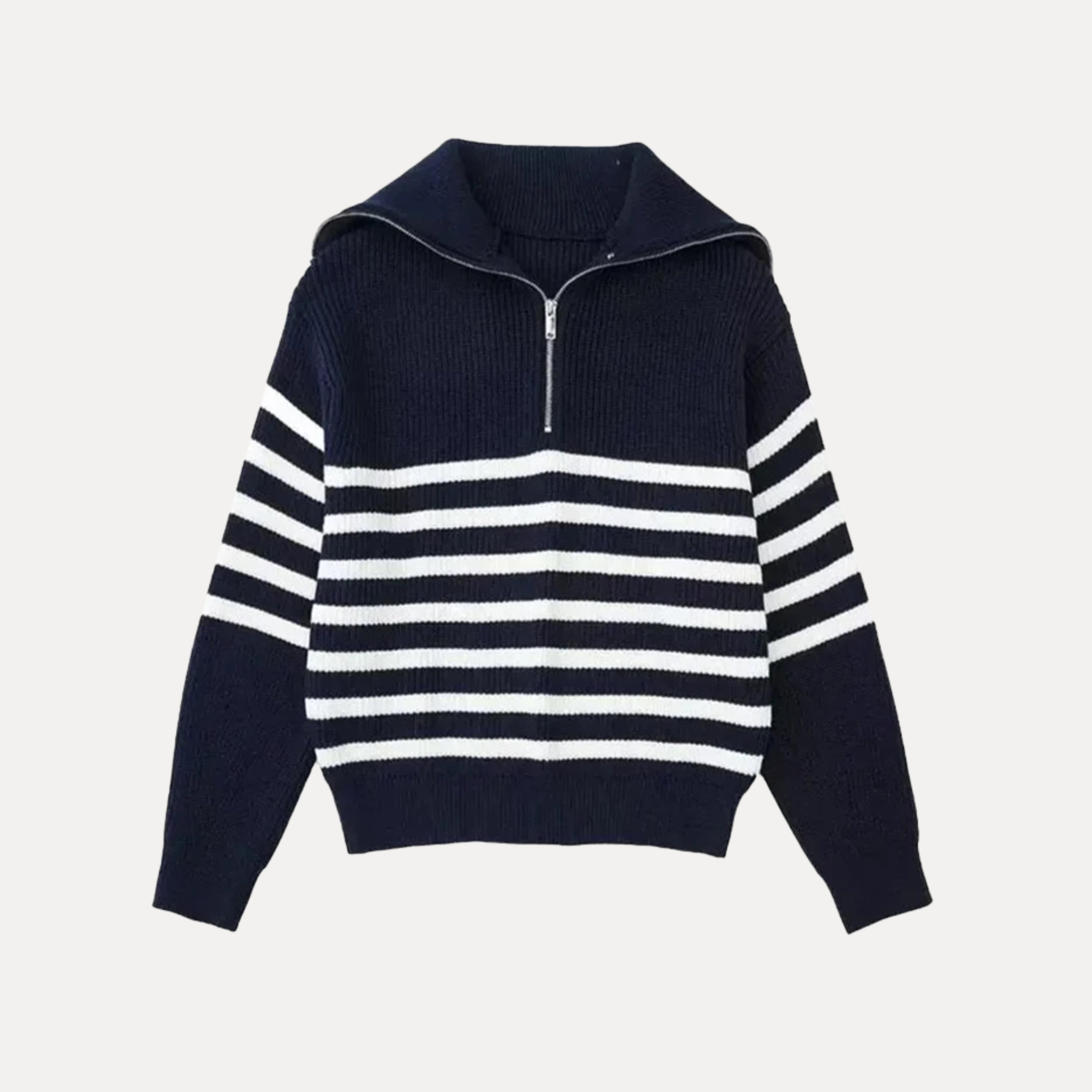 Striped Half-Zip Sweater