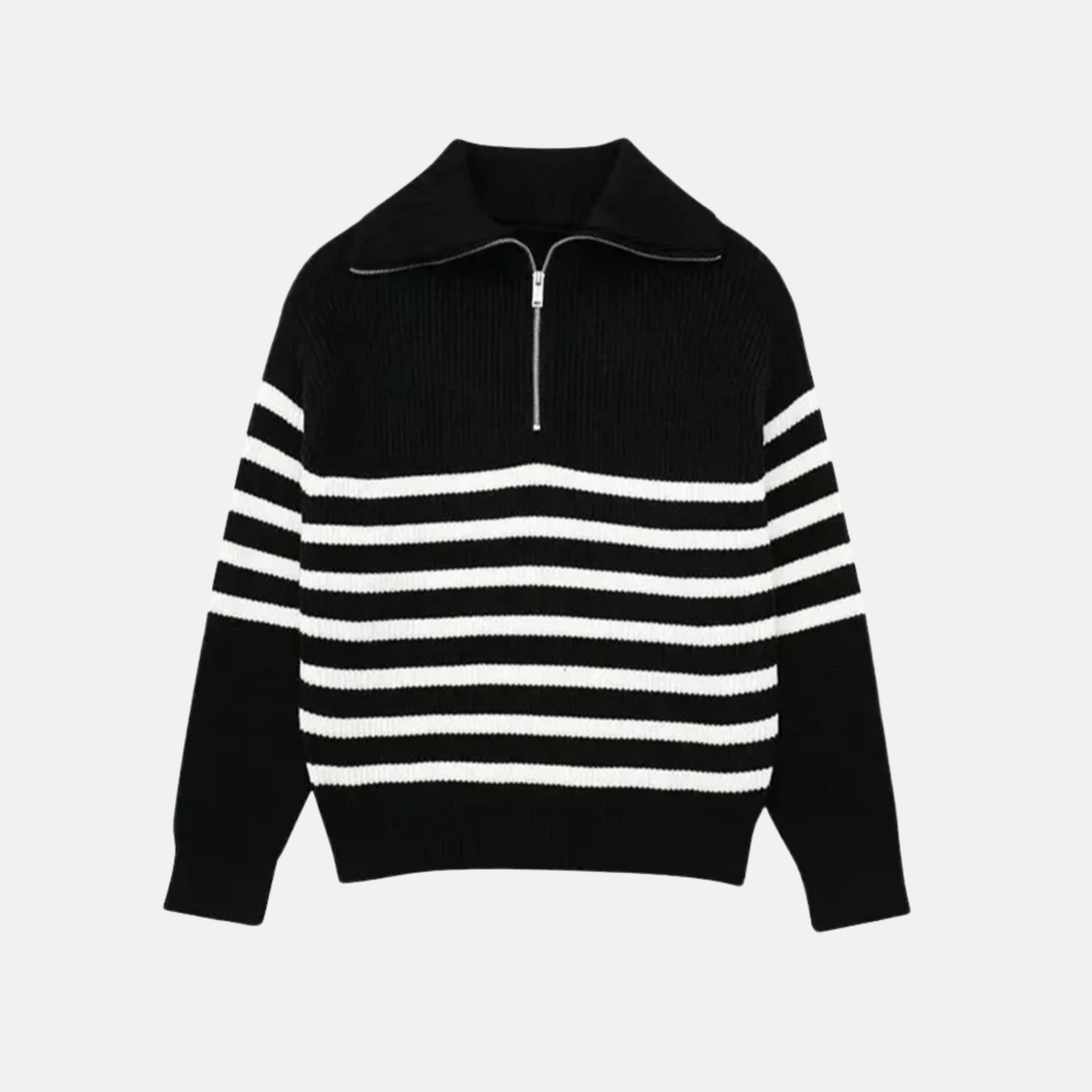 Striped Half-Zip Sweater