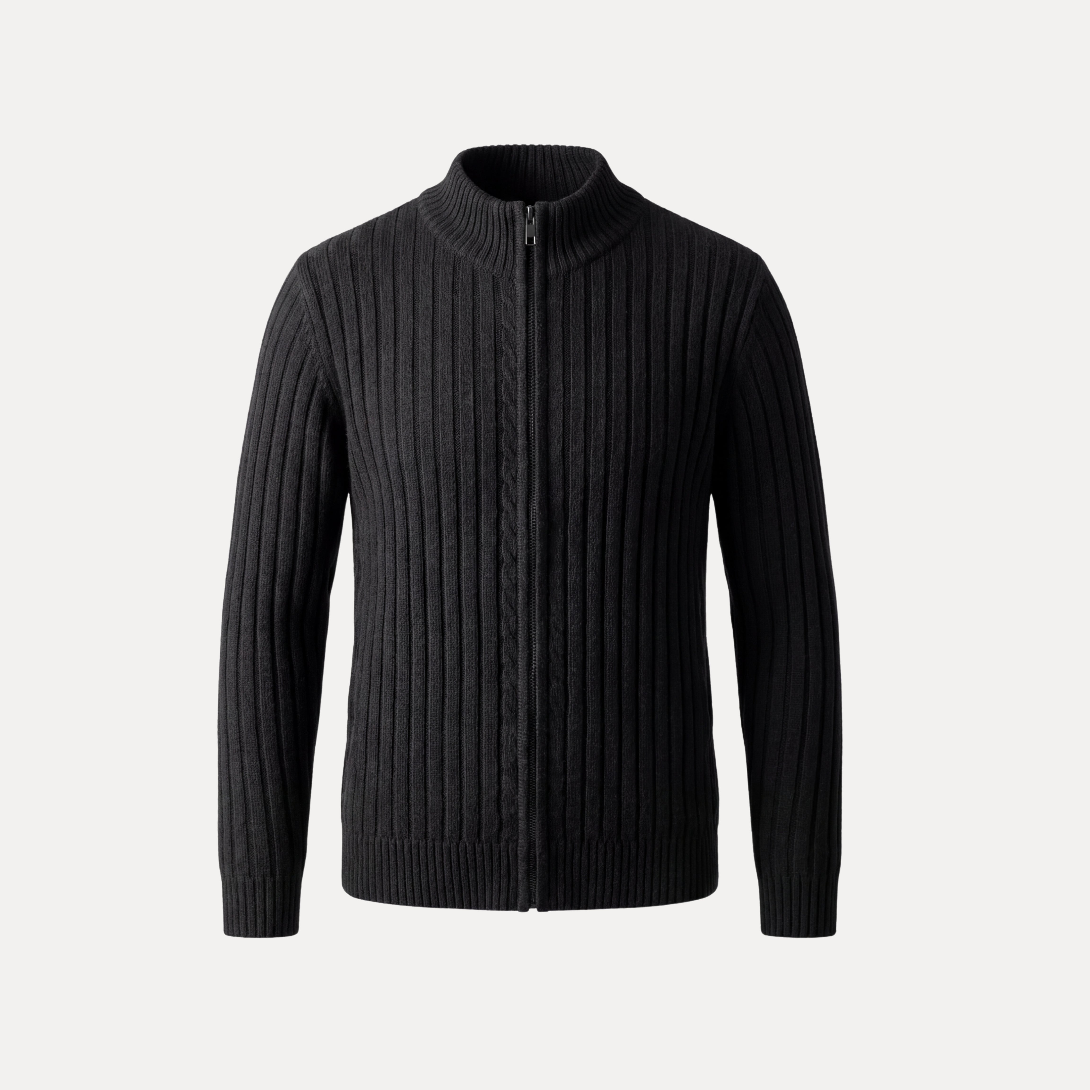 Cable Rib Zip Sweater