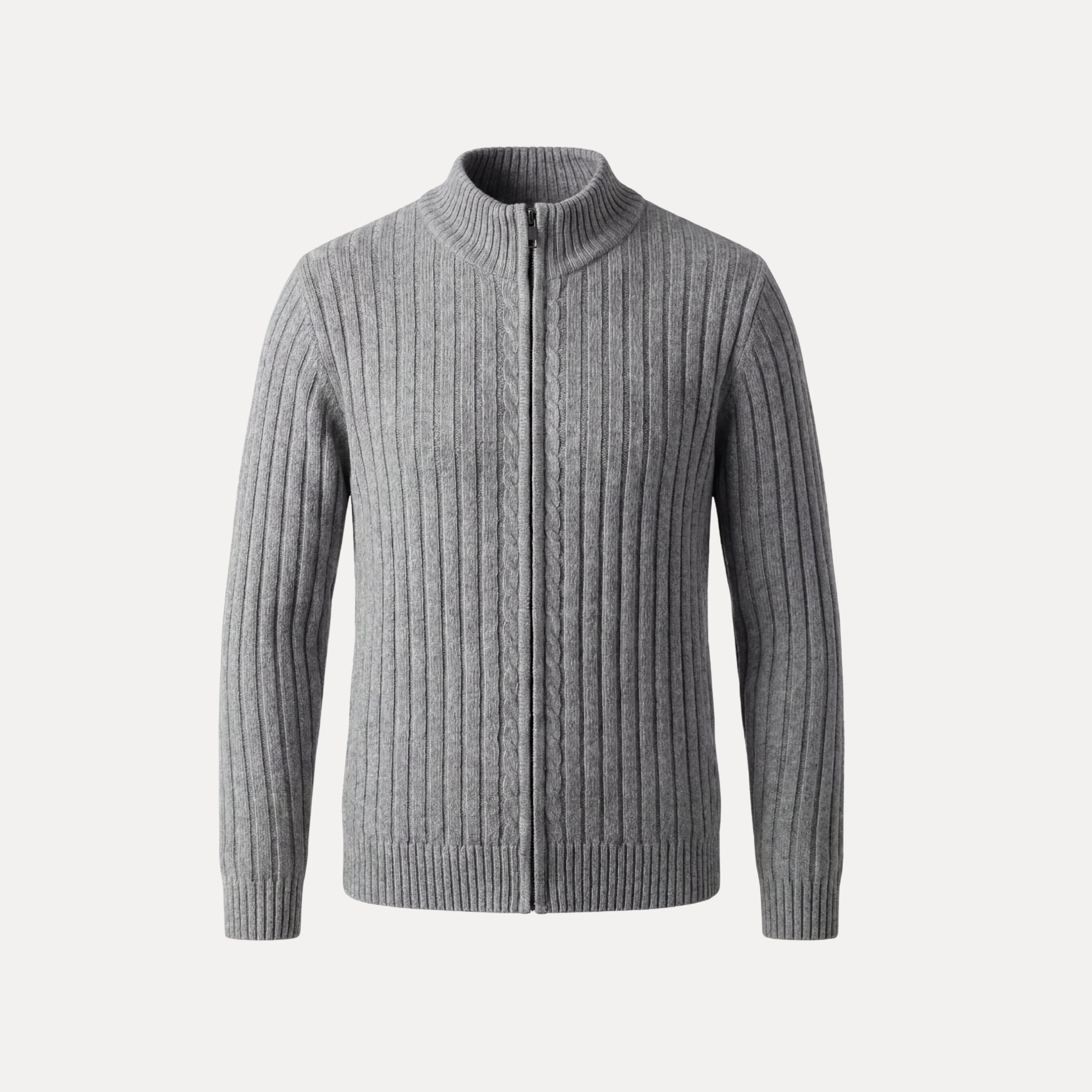 Cable Rib Zip Sweater