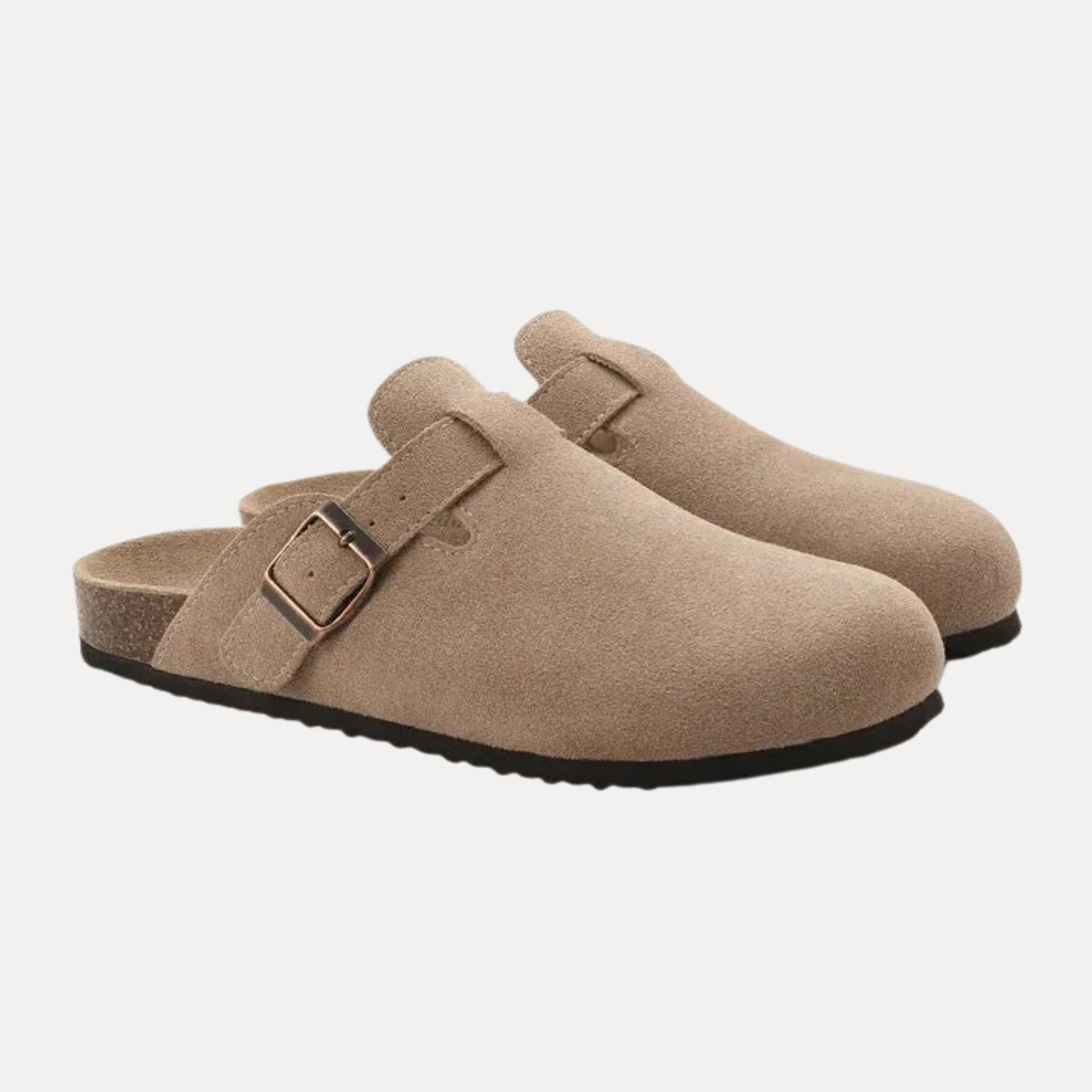 Suede Buckle Clogs
