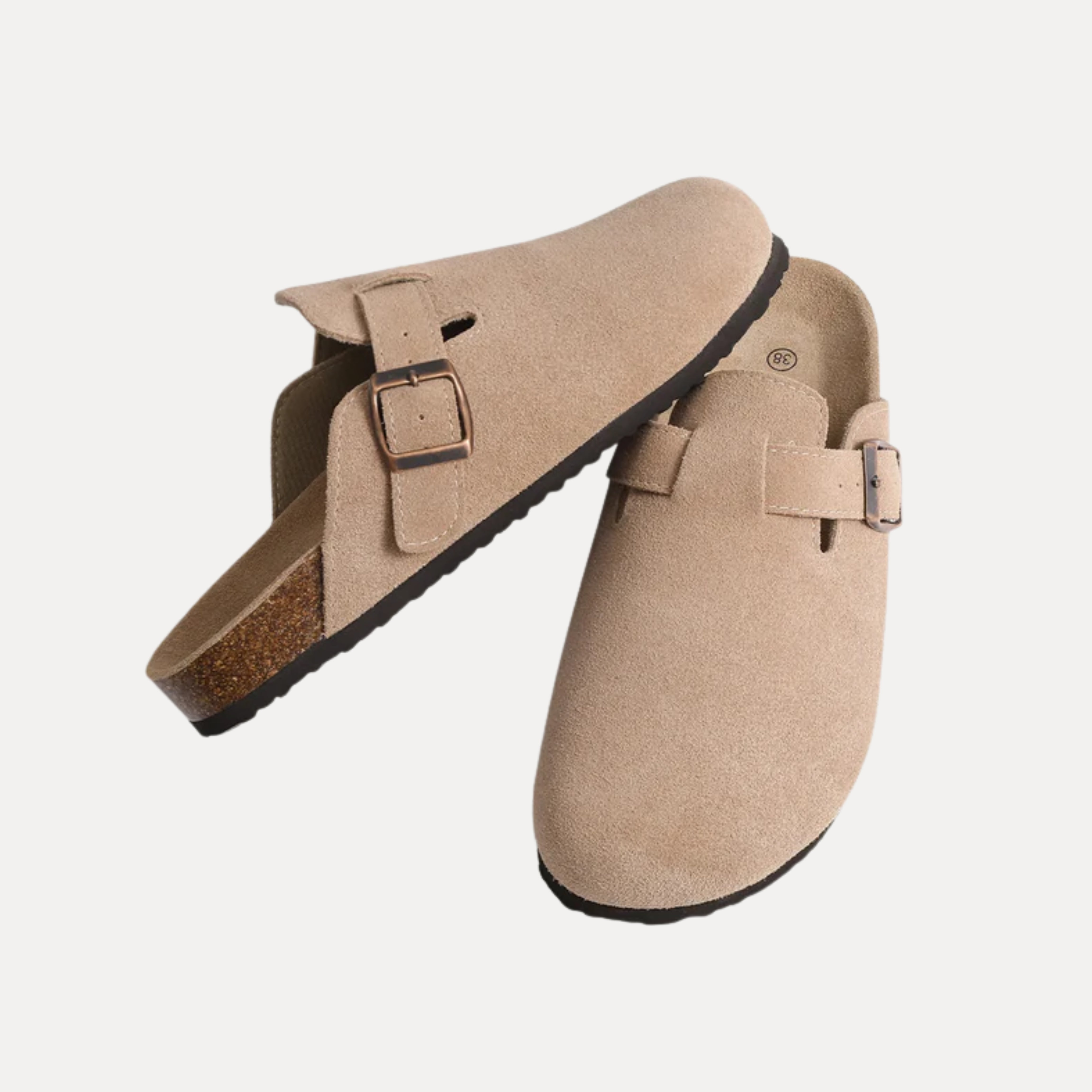 Suede Buckle Clogs