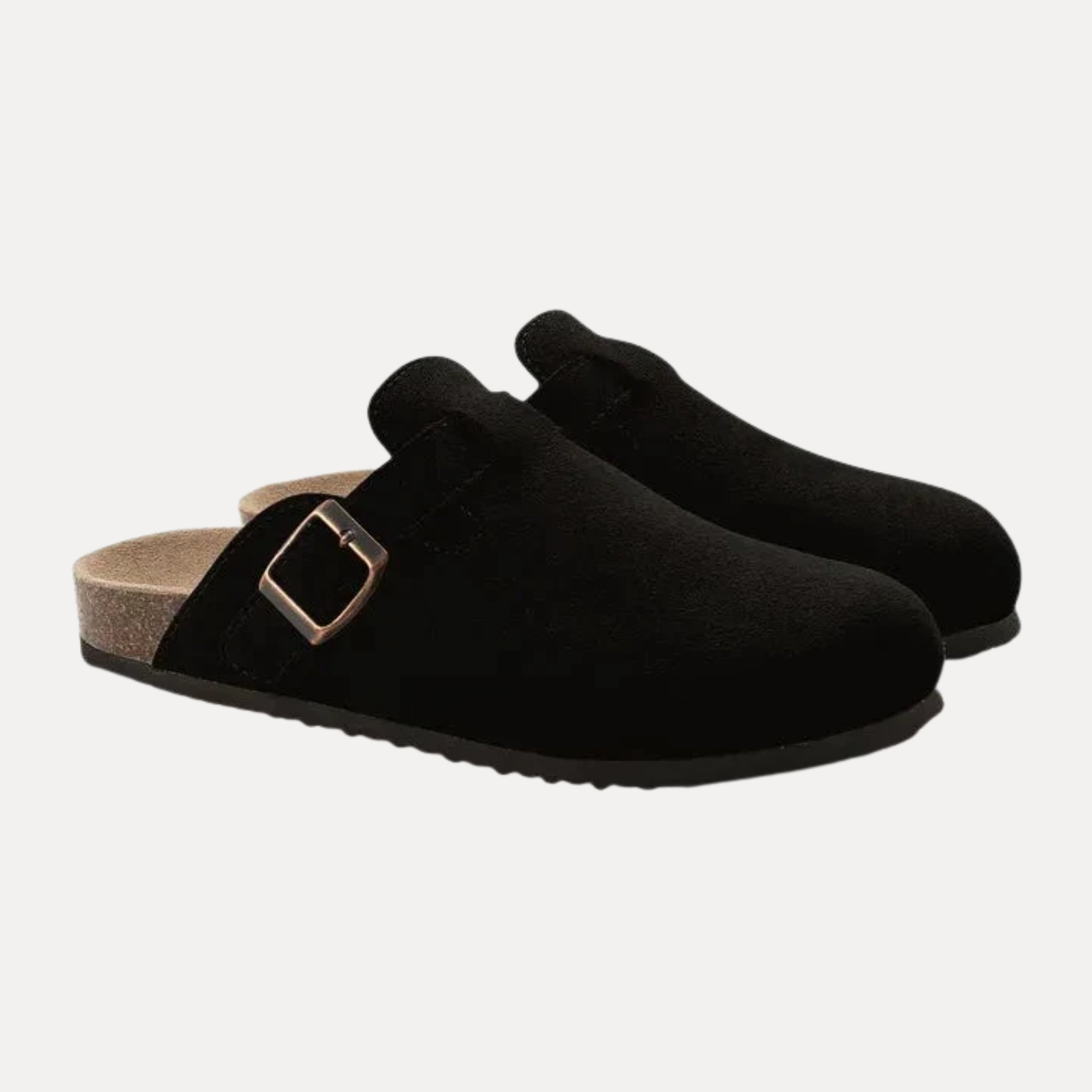 Suede Buckle Clogs